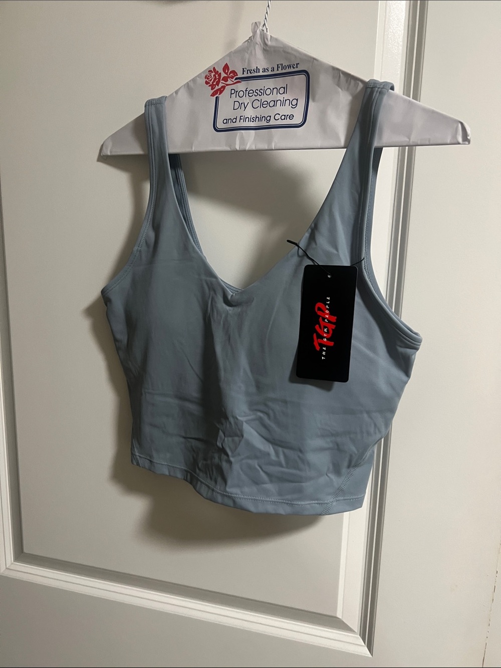 Light Blue Scoop Crop Tank Top by